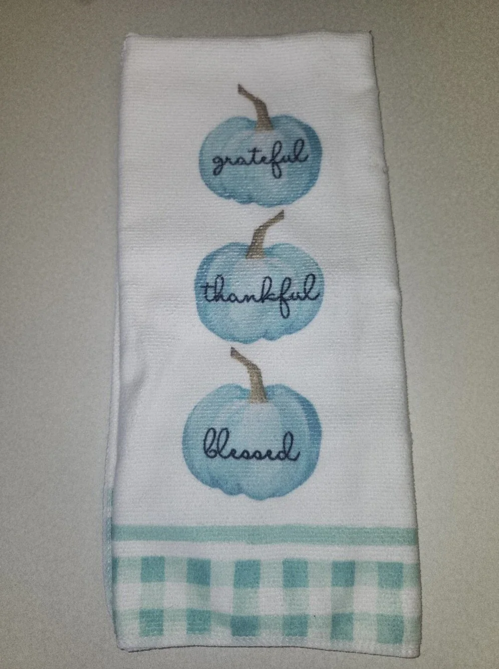 Set Of 4 Teal Pumpkin Microfiber Kitchen Towels, Only Used 1 Season